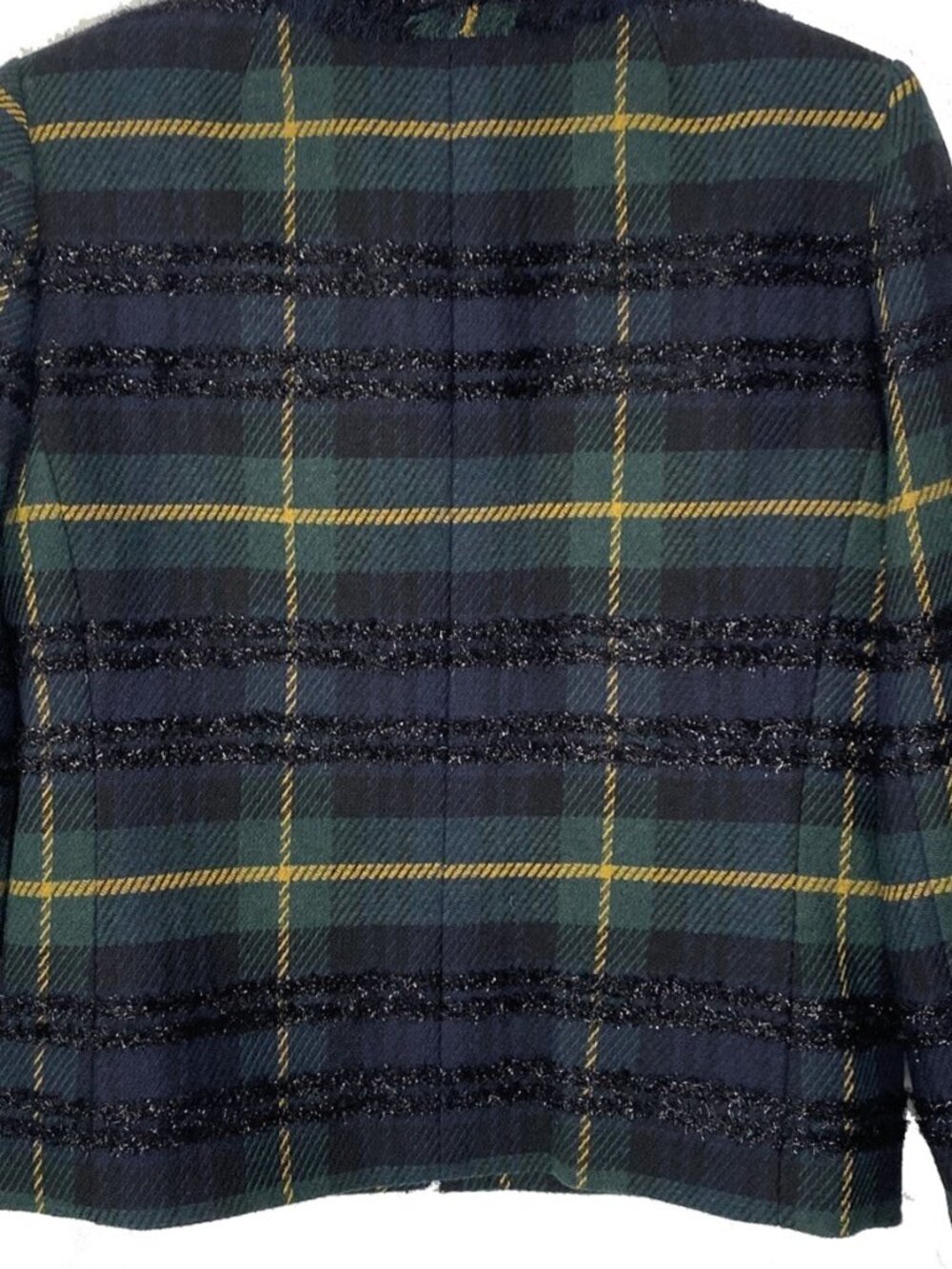 J. Crew Black Watch Tartan Plaid Jacket Lurex Trim Women's 8 NWT - Picture 8 of 13